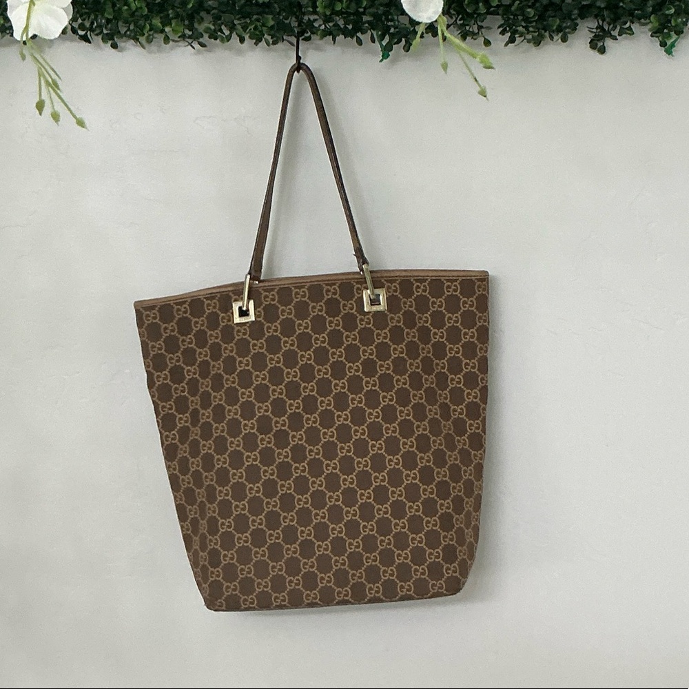 Gucci Tan Monogram Tote Bag